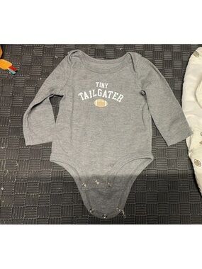 Gray 'Tiny Tailgater' Long-Sleeve Baby One-Piece